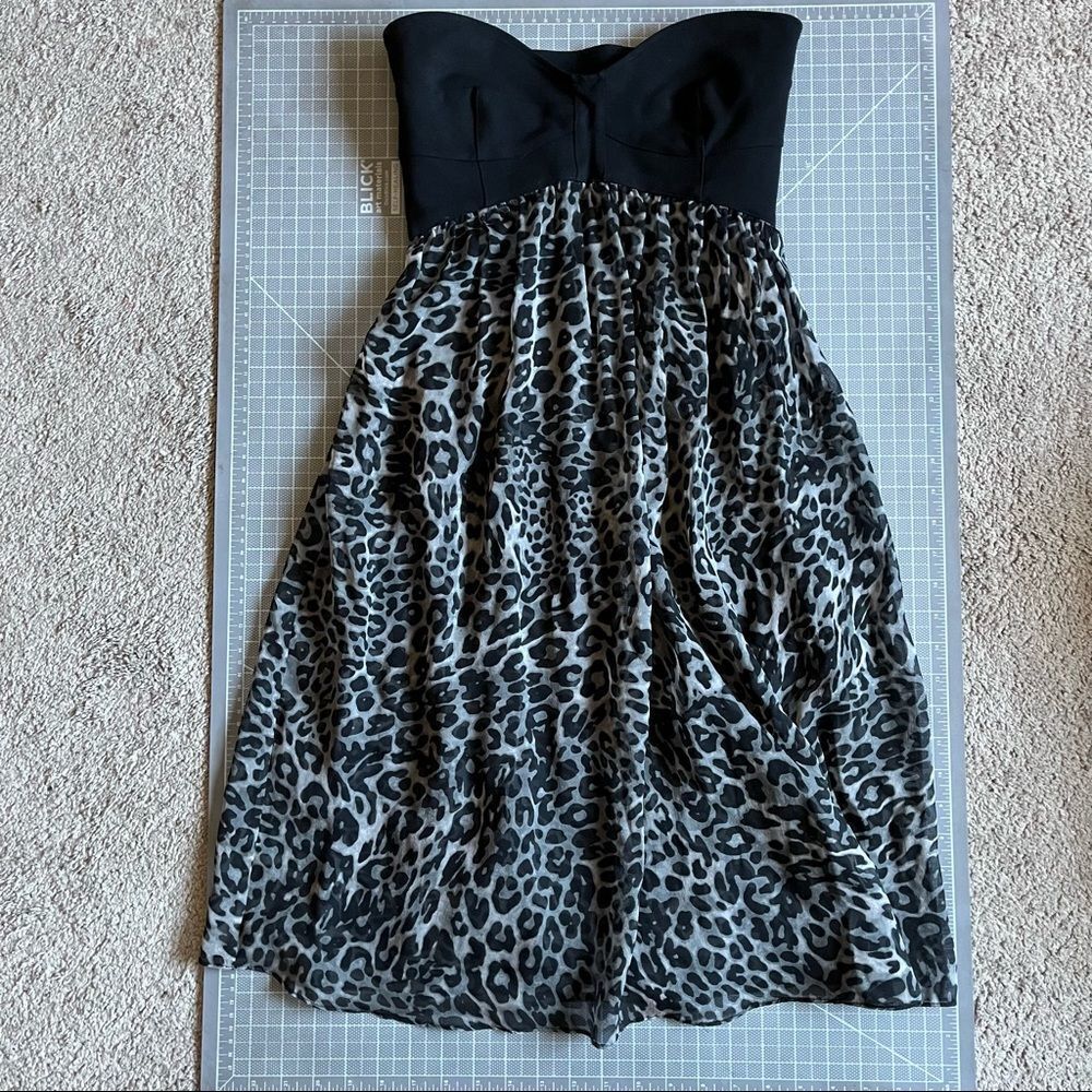 Diane VonFurstenberg Strapless Leopard Print Silk Dress
